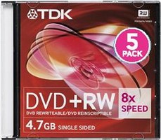DVD+RW TDK 4.7Gb 8x Slim Case (5 шт. в уп.)