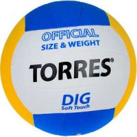 Мяч волейбольный любительский Torres Dig" арт. V20145, размер 5,бел-жел-син