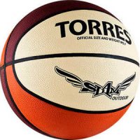 Мяч баскетбольный любительский Torres Slam арт. B00065, размер 5, бежево-бордово-оранжевый