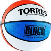 Мяч баскетбольный любительский Torres Block арт. B00077, размер 7, бело-сине-красный