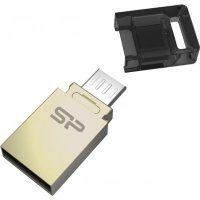 Флешкарта 16Gb Silicon Power Mobile X10 (SP016GBUF2X10V1C), USB2.0 + Micro USB (OTG), Золотистое шам