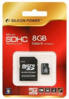- Silicon Power  "SP008GBSTH006V10-SP+" 8 GB mini SDHC, R: 6 MB/c / W: 6 MB/c,
