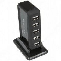 Концентратор USB 2.0 ORIENT KE-720, USB 2.0 HUB 7 Ports, c блоком питания-зарядником 1xUSB (5 В, 1 А