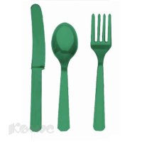 Набор одноразовой посуды Столовые приборы пл зеленые 24 шт 1502-1082