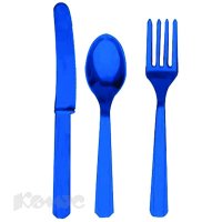 Набор одноразовой посуды Столовые приборы пласт синие 24 шт 1502-1081