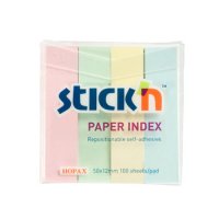Набор самоклеящихся пастельных закладок из бумаги, 4 блока 50*12, 4*100 л, 4 цв.,STICK"N, HOPAX.