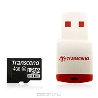   Transcend MicroSDHC Class 6 4GB + Card Reader P3