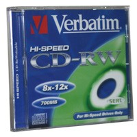  CD-RW Verbatim 700Mb 8-12x SlimCase 1  43762