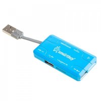 Концентратор USB 2.0 (SmartBuy Combo SBRH-750-B) (голубой)