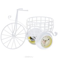 Часы настольные Перфекто "Велосипед", цвет: белый, с подставкой под кашпо. T1003
