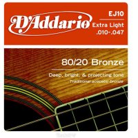 D-Addario EJ10 Струны для акуст.гитары, бронза Extra Light - 10-47