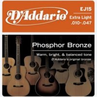 D-Addario EJ15 Струны для акуст.гитары, фосфор/бронза, Extra Light, 10-47