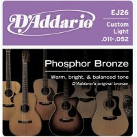 D-Addario EJ26 Струны для акуст.гитары, фосфор/бронза, Custom Light, 11-52