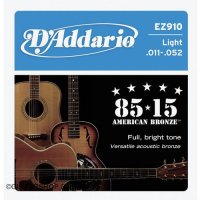 D-Addario EZ910 Струны для акуст.гитары, бронза, 85/15, Light, 11-52