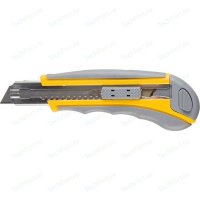 Нож Stayer "MASTER" двухкомпонентный корпус,серо-желтый,серая кнопка,автостоп,допфиксатор,кассетой н
