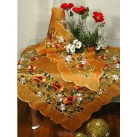 Дорожка для декорирования стола "Schaefer", с вышивкой, цвет: терракотовый, 30 см х 160 см