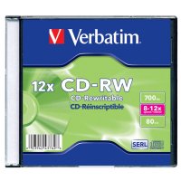 CD-RW Verbatim 700 , 80 ., 8-12 , 1 ., Slim Case, (43762),  -