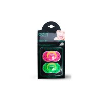  Adiri Heart Pacifiers, pink and green, 2 .