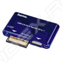 Картридер Hama 35in1 USB 2.0 Multicard Reader, blue