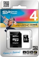   MicroSD 4Gb Silicon Power (SP004GBSTH006V10) Class 6 microSDHC