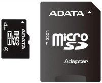   MicroSD 4Gb A-DATA (AUSDH4GCL4-RA1) Class 4 microSDHC + 
