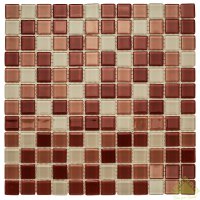 Мозаика стеклянная 300 х 300 х 4 мм красная микс глянцевая
