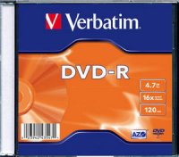 Оптический диск DVD-R диск Verbatim 4,7Gb 16x SlimBox