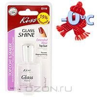 Фиксатор лака Kiss Glass Shine Topcoat, 15 мл, c эффектом блеска