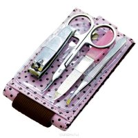 QVS Набор для маникюра: пинцет, кусачки для ногтей, пилочка, ножницы для кутикулы