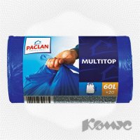 Пакеты для мусора Paclan MULTI-TOP (60 л 20 шт с завязками 20 мкм ВД)