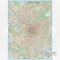 Настенная карта Москва с каждым домом (1:21000, в алюминиевой рамке + атлас Москва)