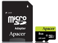 Карта памяти 8Gb - Apacer - Micro Secure Digital HC Class 10 AP8GMCSH10U2-R с переходником под SD