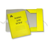 Папка для бумаг на завязках 0.6 мм мелованная желтая
