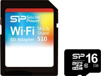 Карта памяти 16GB - Silicon Power - Micro Secure Digital HC Class 10 SkyShare Wi-Fi SP016GBWSAS10HAK