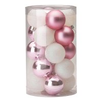 Набор пластиковых шаров 20 шт розовый/белый
