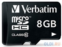   MicroSD 8Gb Verbatim (44081) Class 10 microSDHC + SD 