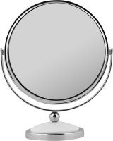Зеркало косметическое настольное увеличительное, хром, 15 см