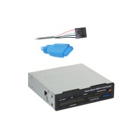 Ginzzu GR-166UB Карт-ридер внутренний 3.5" Black (USB 3.0,SDXC/SD/SDHC/MMC +CFI/CFII +MS +xD +microS