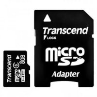   MicroSD 8Gb Transcend "TS8GUSDHC6" Class 6 + 
