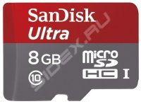 Sandisk Ultra microSDHC Class 10 UHS-I 48MB/s 8GB + SD  + Memory Zone Android App (SDSDQUAN-0