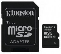   Kingston microSDHC 16Gb Class10 + adapter SDC10/16GB