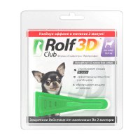 0.015 кг ROLF CLUB 3D R402 Капли от клещей, блох и комаров для собак до 4 кг