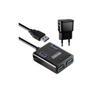 Концентратор USB3.0 Ginzzu GR-384UAB (4 порта, БП)