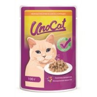 Корм для кошек UNOCAT нежные кусочки с курицей в соусе, пак. 85 г