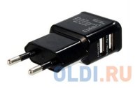 Зарядное устройство/адаптер питания USB от эл.сети Orient PU-2402, два выхода USB, 5 В / 2.1A, черны