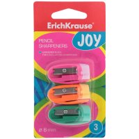 Набор точилок Erich Krause "Joy", цвет: розовый, оранжевый, зеленый, 3 шт
