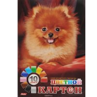 Картон цветной Hatber "Пушистый щенок", 10 цв, формат А 4