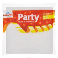 Набор пластиковых тарелок Paclan "Party", цвет: белый, 18 см х 18 см, 6 шт