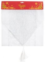 Дорожка для декорирования стола Феникс-презент "Узоры", цвет: белый, серебристый, 35 см x 140 см