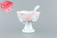 Креманка Elan Gallery "Орхидея на розовом" с ложкой, диаметр 10,5 см